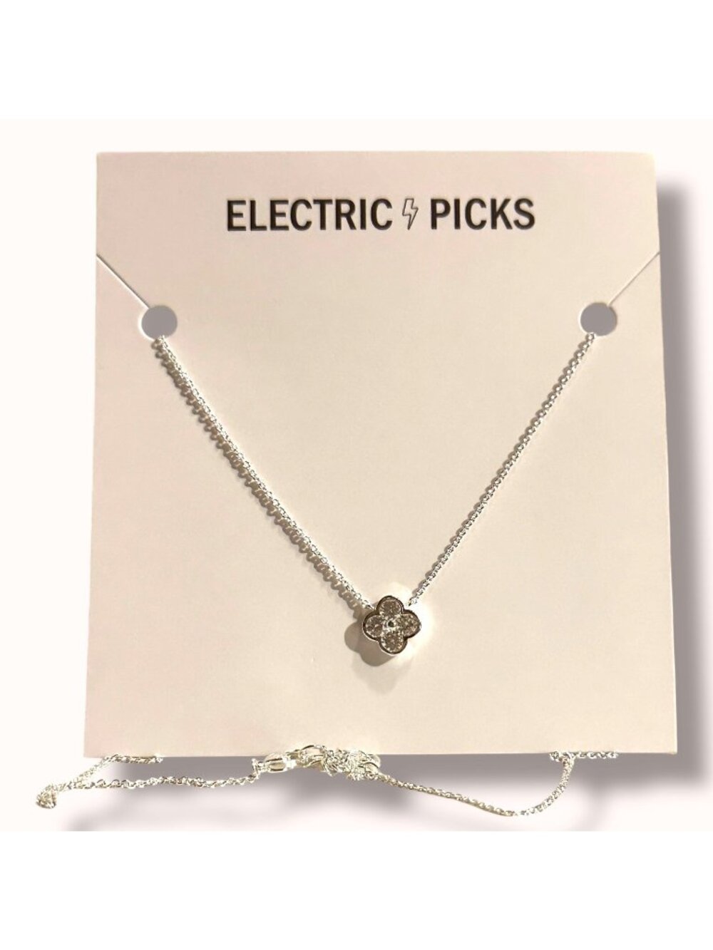 Electric Picks Camilla Necklace Silver Plated Chain With Flower Charm 16in